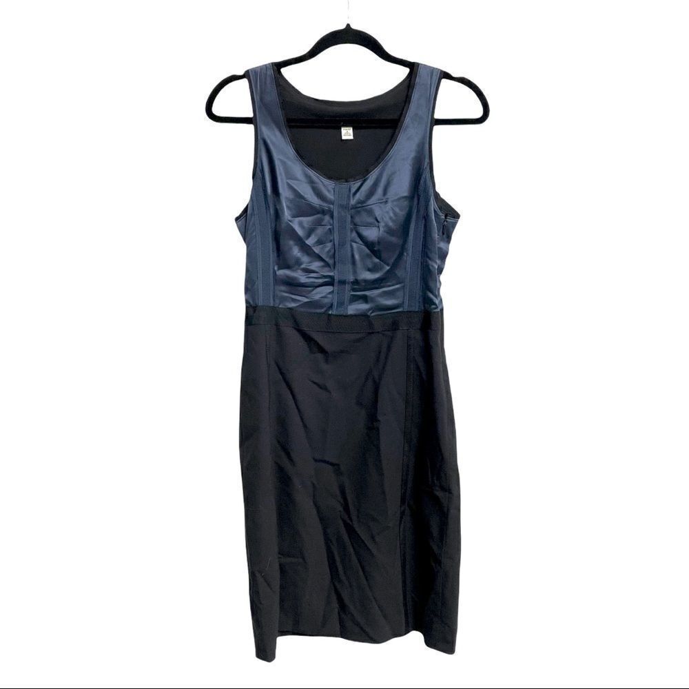 BANANA REPUBLIC Sleeveless Mini Cocktail Sheath Midi Dress Blue Black 4